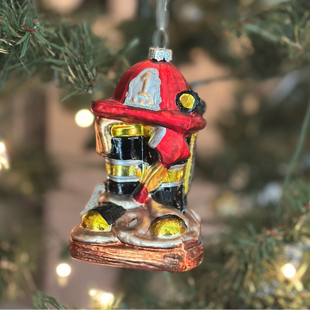 Kurt Adler Red and Gold Firefighter Ornament